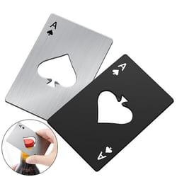 poker shaped bottle opener stainless steel credit card size beer tool