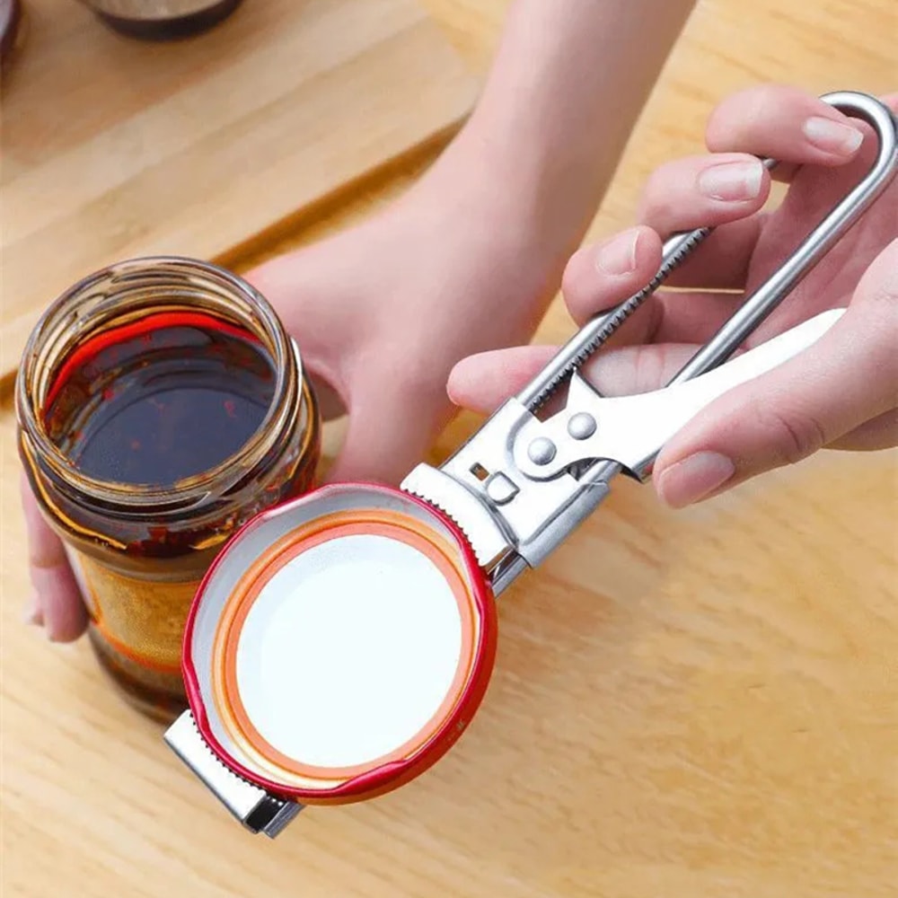 Adjustable Stainless Steel NonSlip Manual Can Opener For Jars And Bottles Ergonomic Lid Opener Tool 2