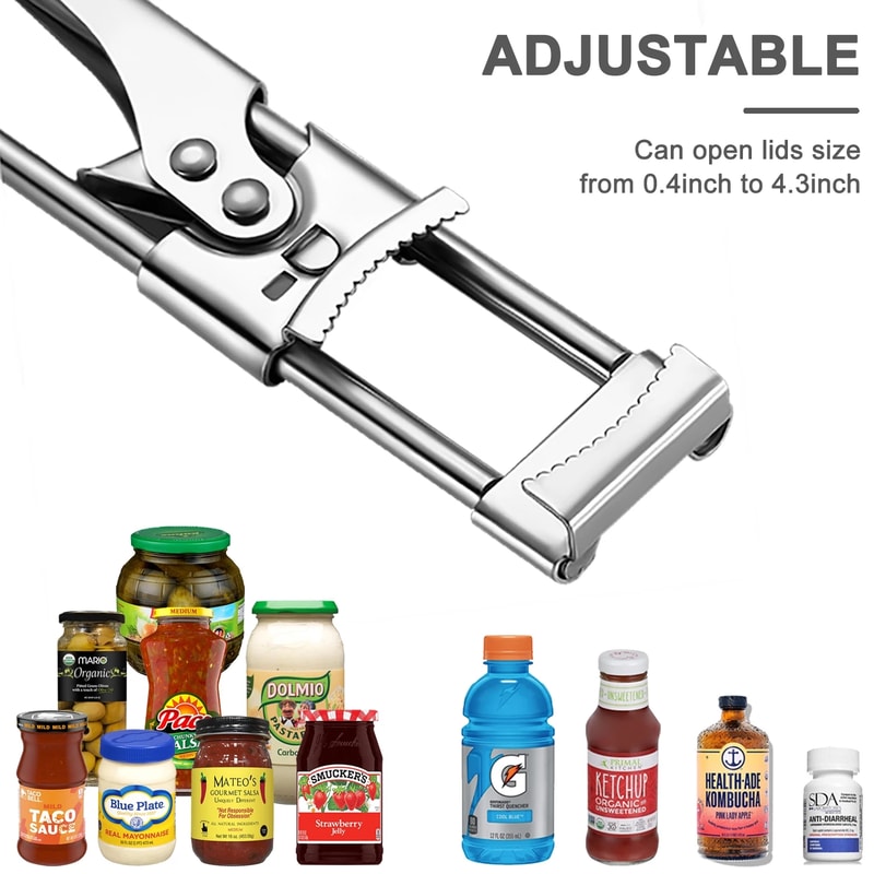 Adjustable Stainless Steel NonSlip Manual Can Opener For Jars And Bottles Ergonomic Lid Opener Tool 3
