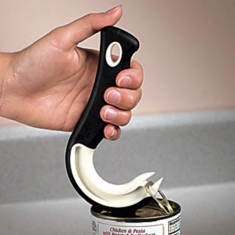 NonSlip Manual Can Opener Multifunctional Bottle Jar Lid Opening Tool With Ring Hook 0