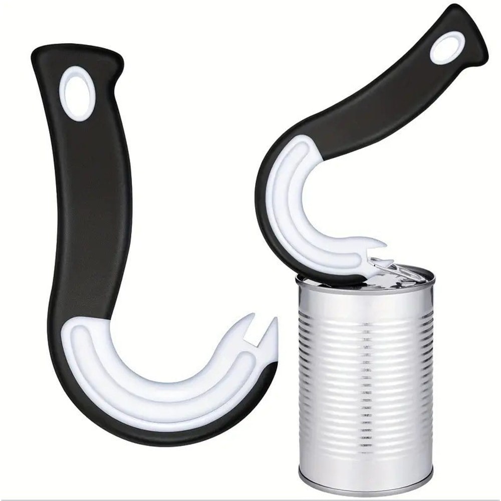 NonSlip Manual Can Opener Multifunctional Bottle Jar Lid Opening Tool With Ring Hook 3