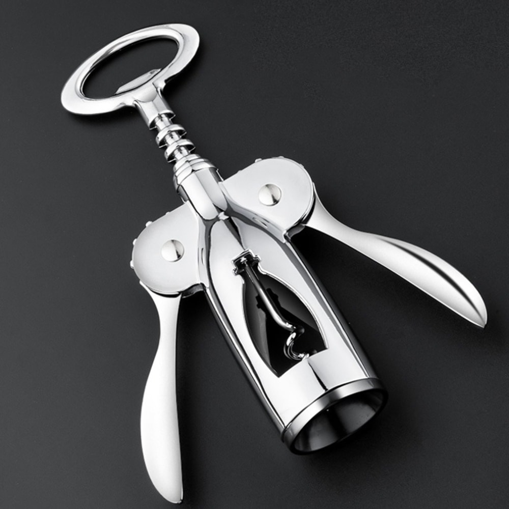 Stainless Steel Hand Movement Wine Opener Portable Cork Remover For Effortless Wine Opening 3