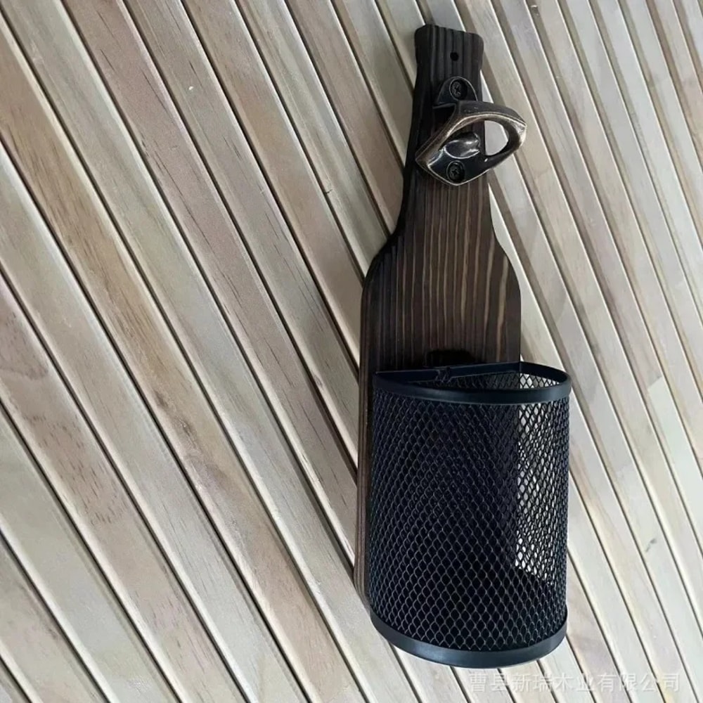 Wooden Wall Mounted Beer Bottle Opener With Cap Storage Box Perfect Bar Counter Decoration 4