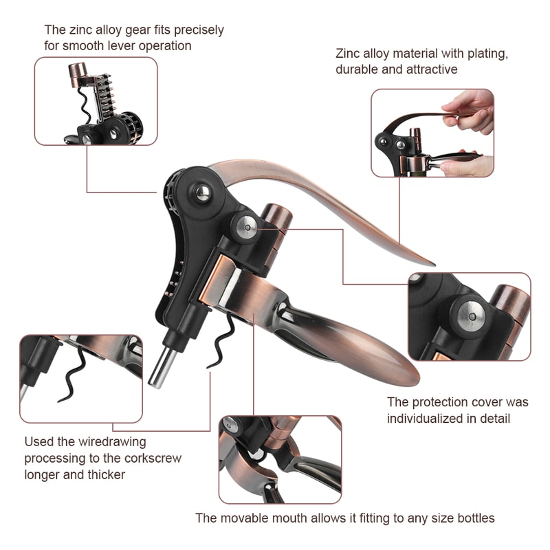 RabbitShaped Zinc Alloy Wine Opener Bar Lever Corkscrew Premium Barware Bottle Opener 5