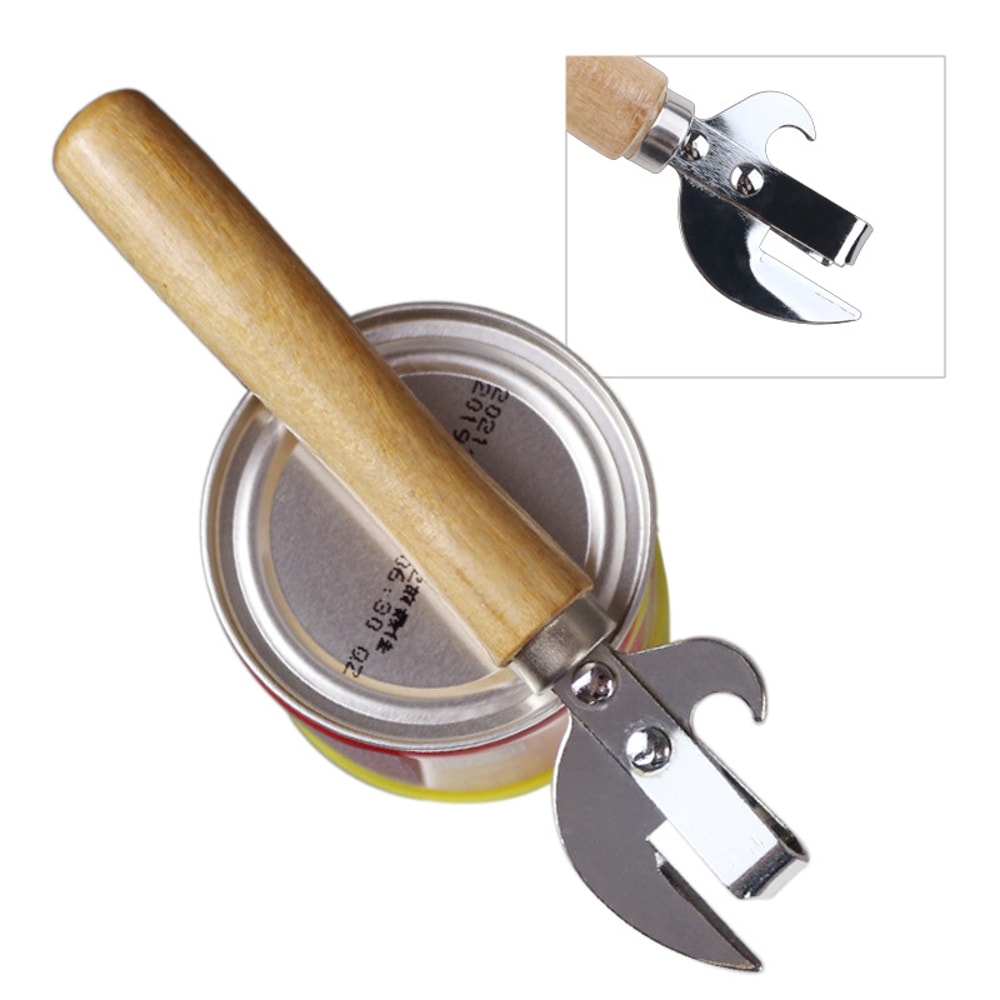 Wooden Handle Multifunctional Can Beer Bottle Opener Portable Ergonomic Design For Effortless Kitc 3