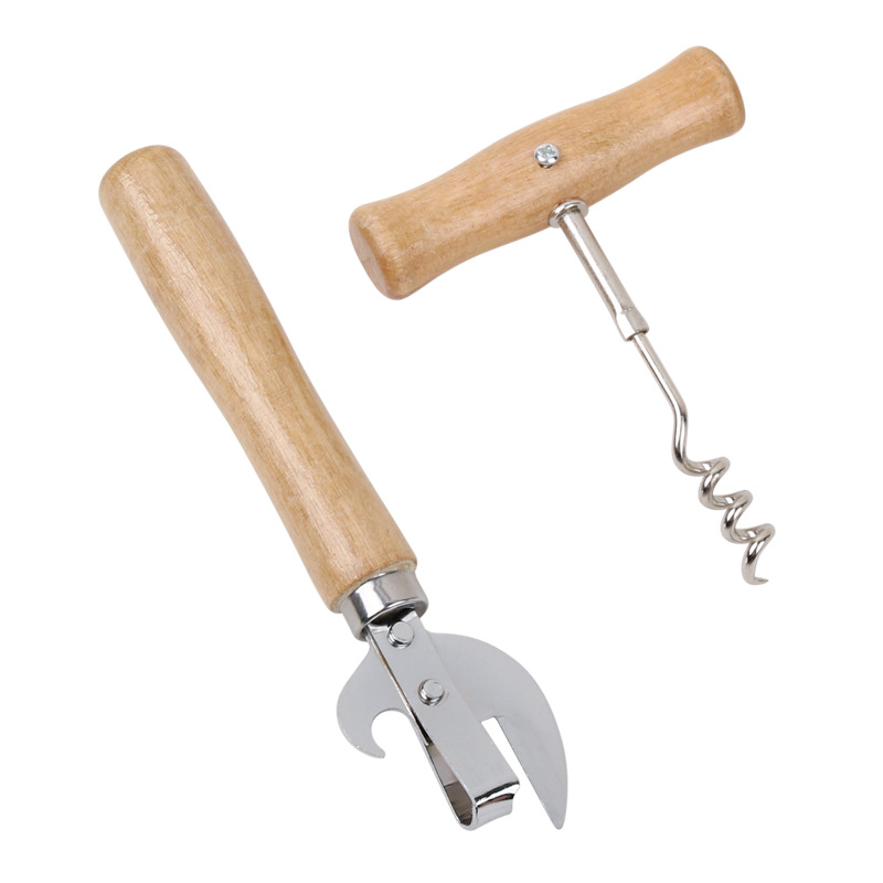 Wooden Handle Multifunctional Can Beer Bottle Opener Portable Ergonomic Design For Effortless Kitc 4