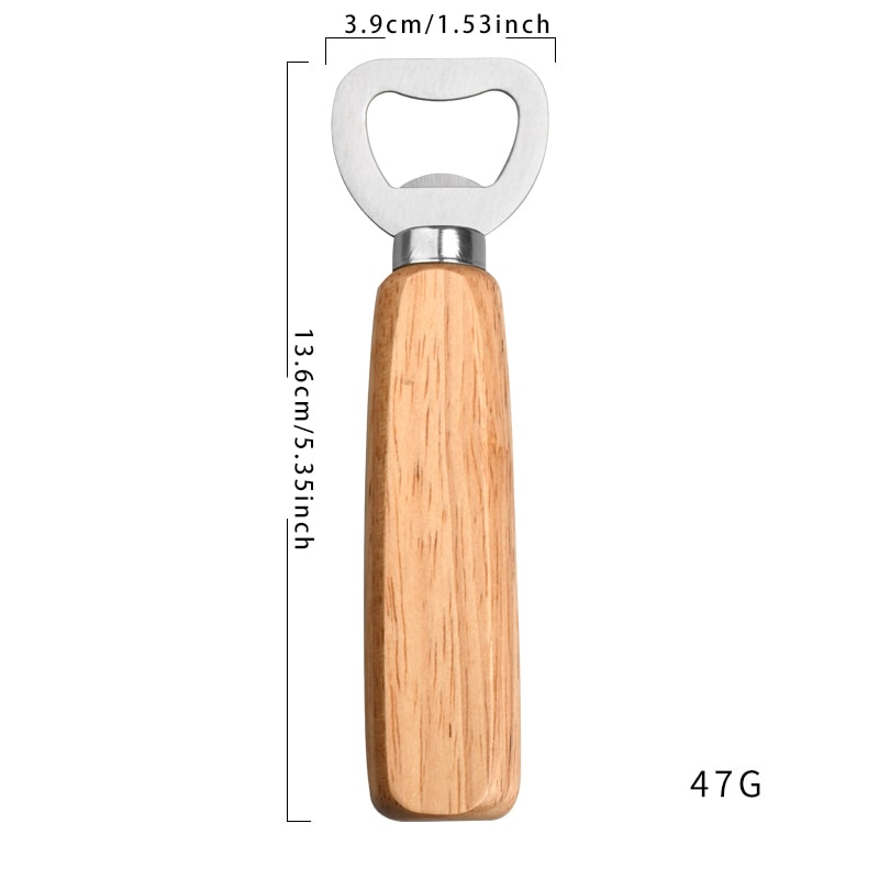 Wooden Handle Beer Bottle Opener Stainless Steel Commercial Creative Design 5