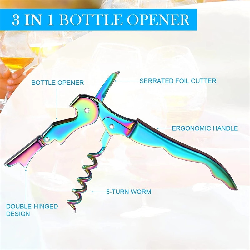 Stainless Steel Wine Opener Professional Double Hinge Corkscrew For Waiters Bartenders And Restaura 1
