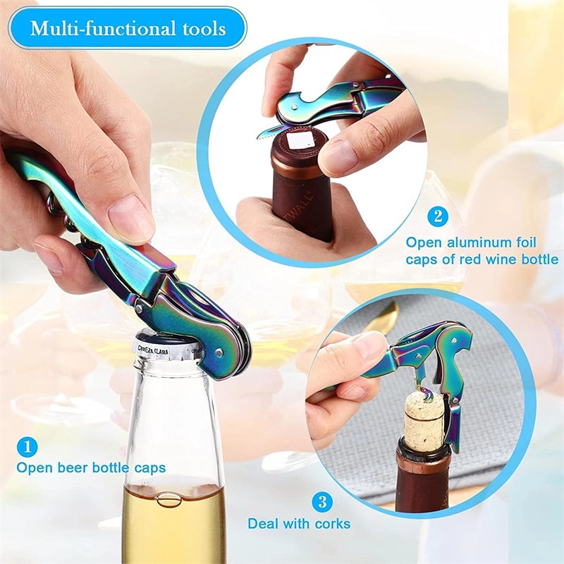 Stainless Steel Wine Opener Professional Double Hinge Corkscrew For Waiters Bartenders And Restaura 3