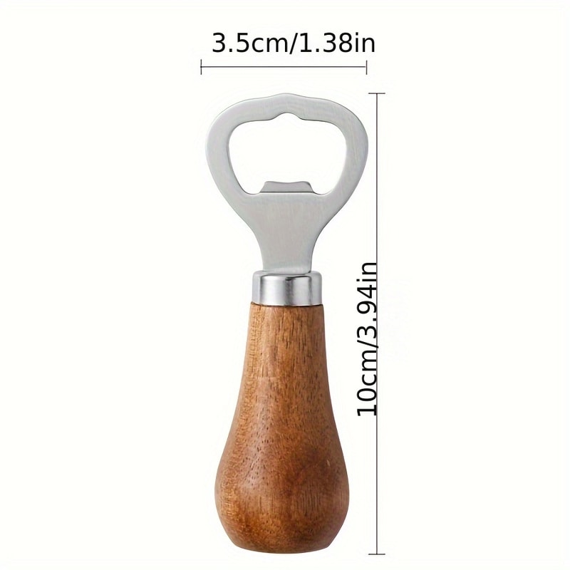 Premium Beer Bottle Opener With Solid Wood Handle Stainless Steel For Household Use 4