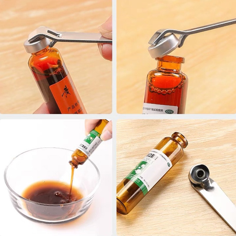 Stainless Steel Oral Liquid Vial Opener Set For Ampules Bottles Portable Medical Kitchen Tool 2