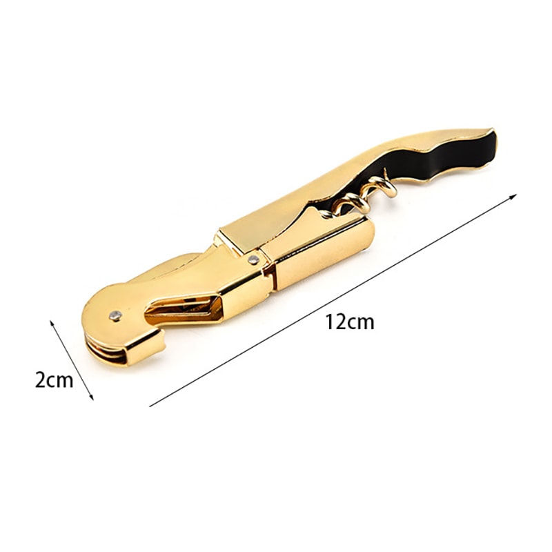 Gold Plated Corkscrew Waiter's Wine Key Bottle Opener Double Hinge Bar Tool for Home & Office Use