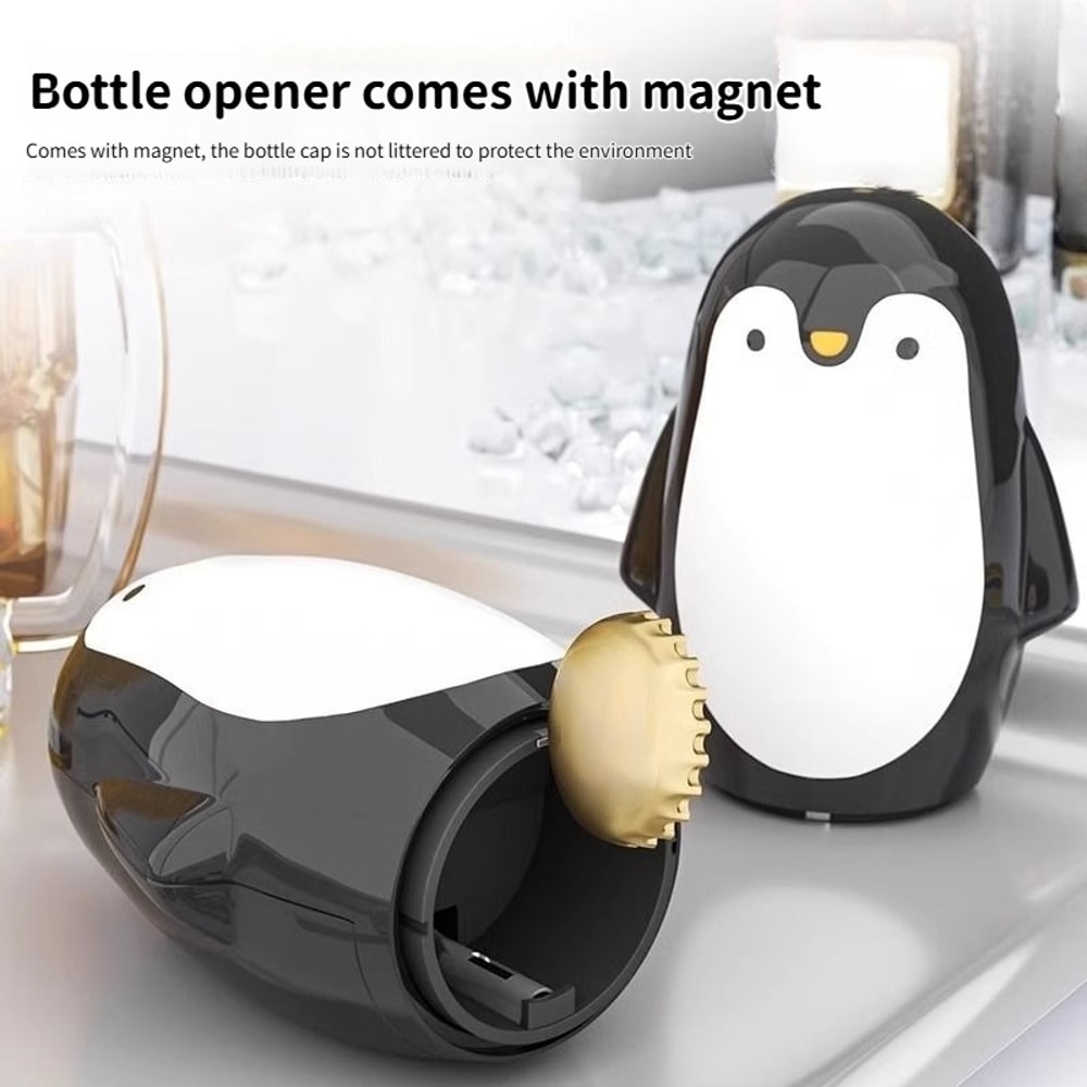 Penguin Stainless Steel Wine Opener With Magnetic Beer Bottle Opener Unique Corkscrew Bar Tool 1
