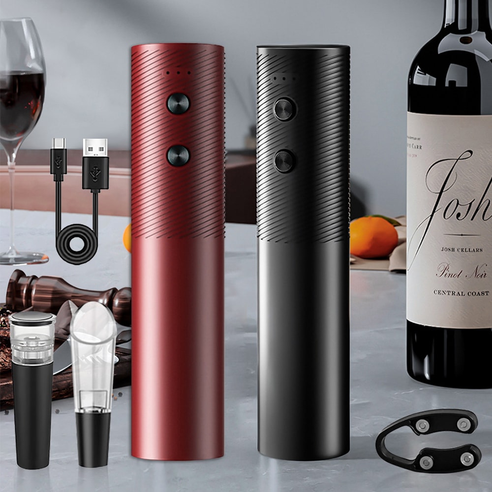 Rechargeable Electric Wine Bottle Opener Set Automatic Red Wine Corkscrew USB Charging Wine Opener 4