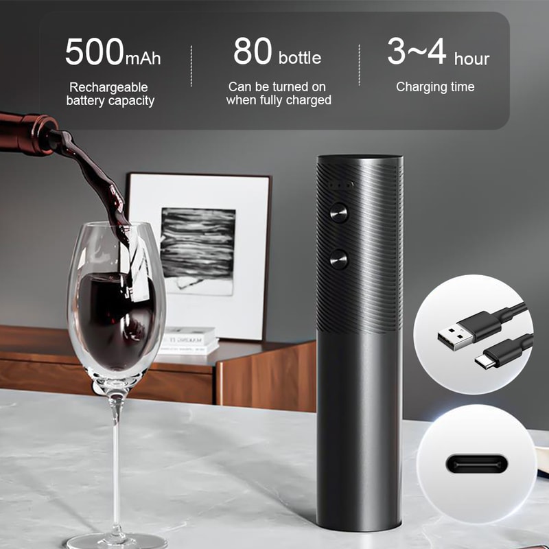 Rechargeable Electric Wine Bottle Opener Set Automatic Red Wine Corkscrew USB Charging Wine Opener 3
