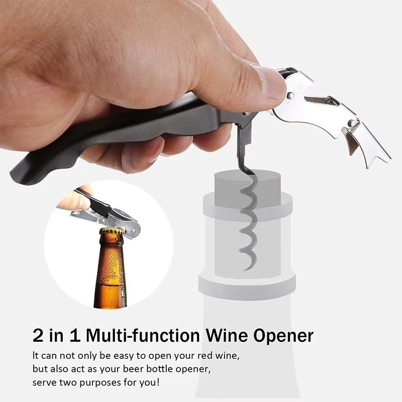 Elegant Wine Opener Gift Set Stainless Steel Bottle Opener Vacuum Stopper Pourer Bar Tool 2