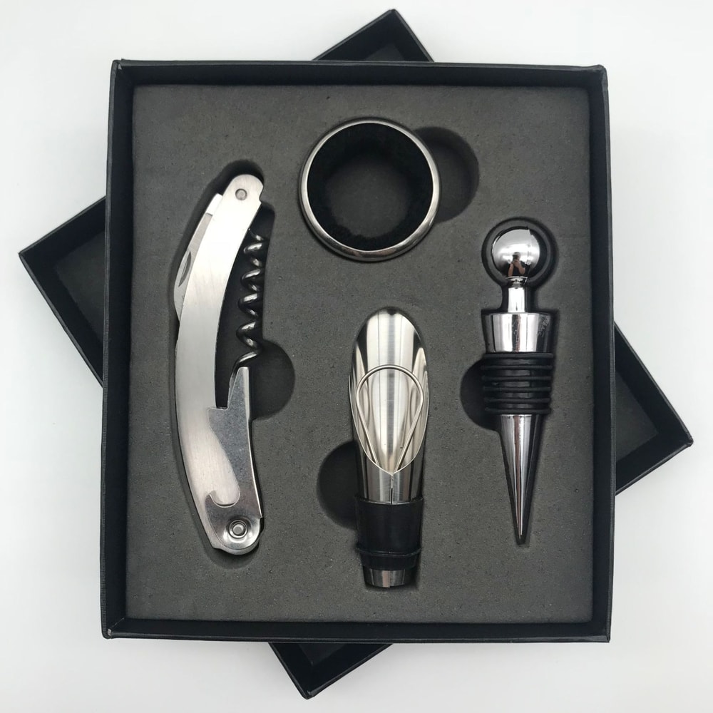 Elegant Wine Opener Gift Set Stainless Steel Bottle Opener Vacuum Stopper Pourer Bar Tool 8