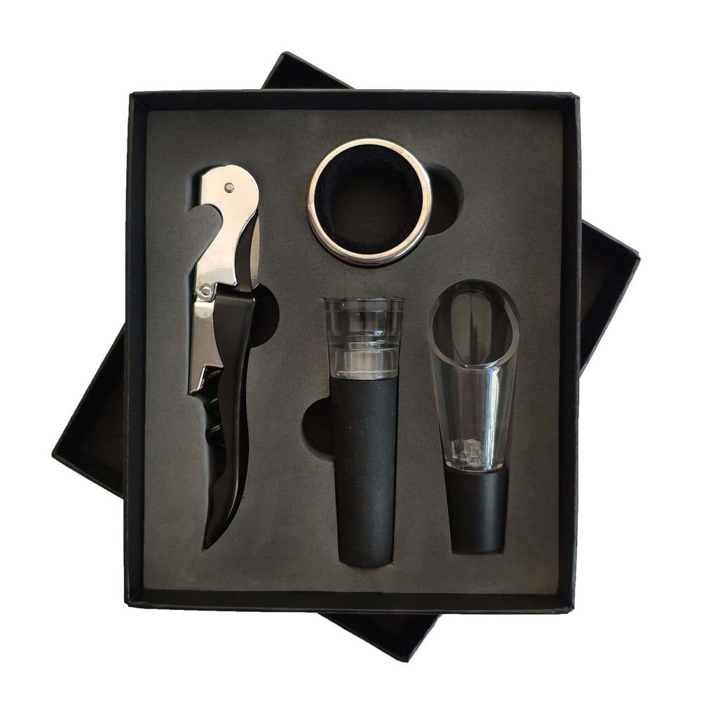 Elegant Wine Opener Gift Set Stainless Steel Bottle Opener Vacuum Stopper Pourer Bar Tool 9
