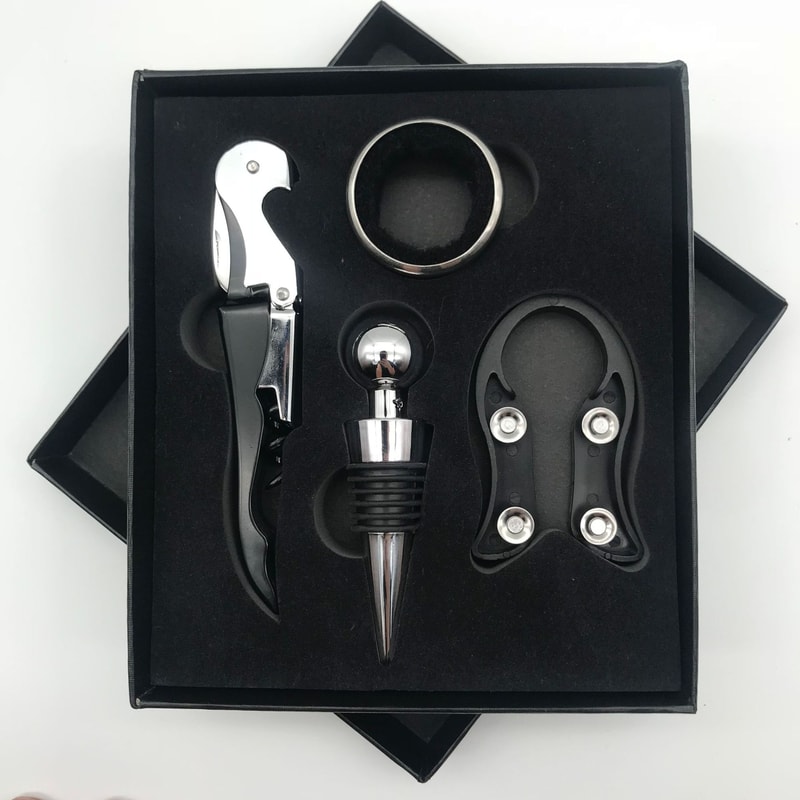 Elegant Wine Opener Gift Set Stainless Steel Bottle Opener Vacuum Stopper Pourer Bar Tool 10