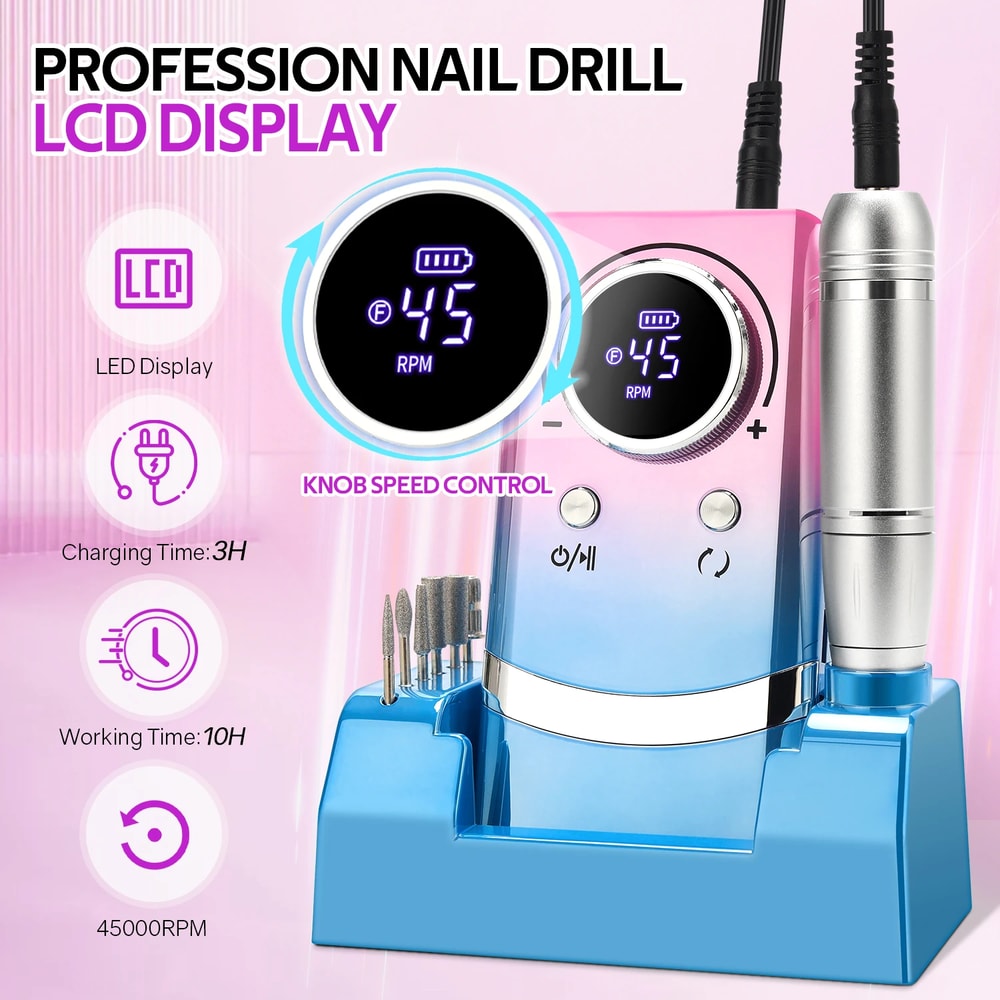 Professional Electric Nail Drill Machine Low Noise Rechargeable For Salon Use 1