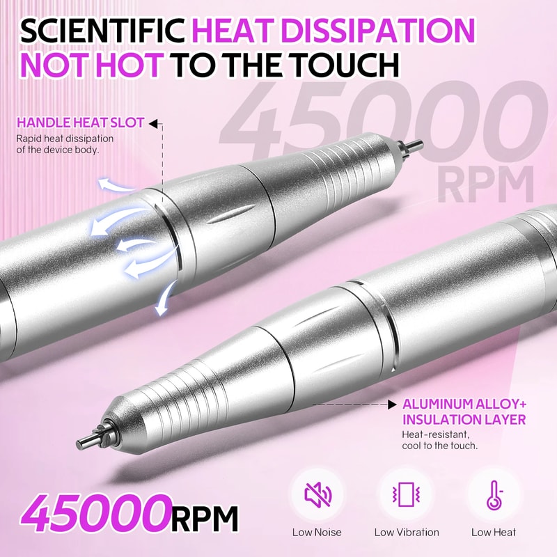 Professional Electric Nail Drill Machine Low Noise Rechargeable For Salon Use 2