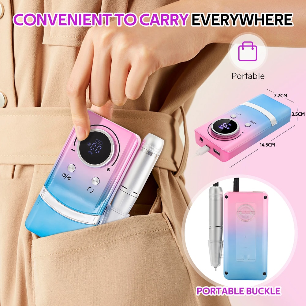 Professional Electric Nail Drill Machine Low Noise Rechargeable For Salon Use 5