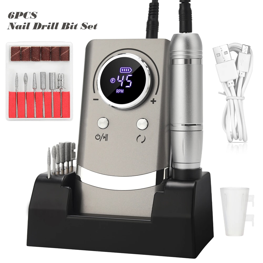 Professional Electric Nail Drill Machine Low Noise Rechargeable For Salon Use 7