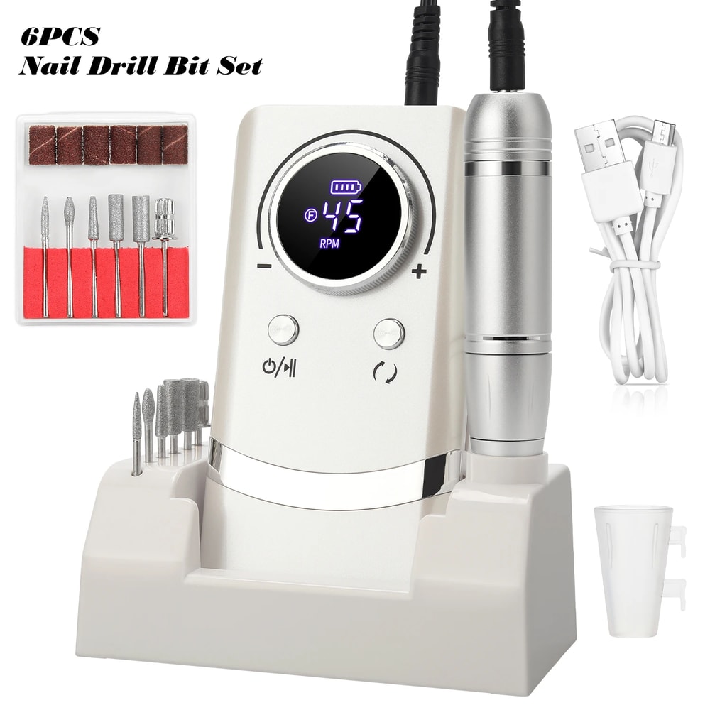 Professional Electric Nail Drill Machine Low Noise Rechargeable For Salon Use 8