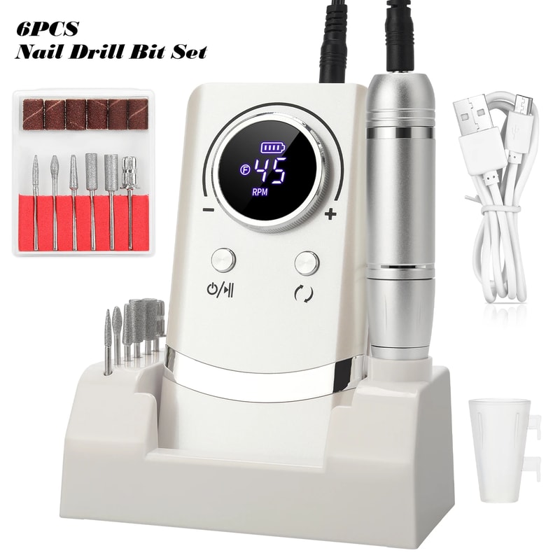 Professional Electric Nail Drill Machine Low Noise Rechargeable For Salon Use 8