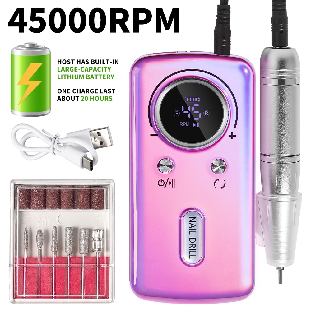 Portable Nail Drill Machine For Gel Nails Electric Rechargeable Nail File For Manicure Salon Use 0