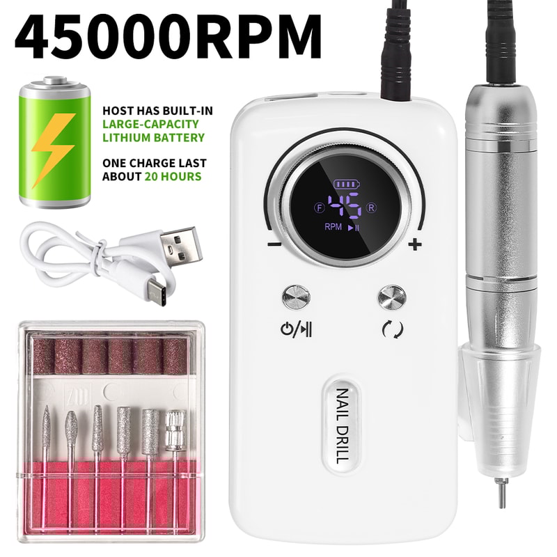 Portable Nail Drill Machine For Gel Nails Electric Rechargeable Nail File For Manicure Salon Use 6