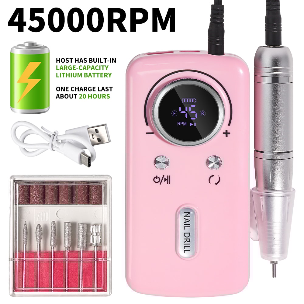 Portable Nail Drill Machine For Gel Nails Electric Rechargeable Nail File For Manicure Salon Use 7