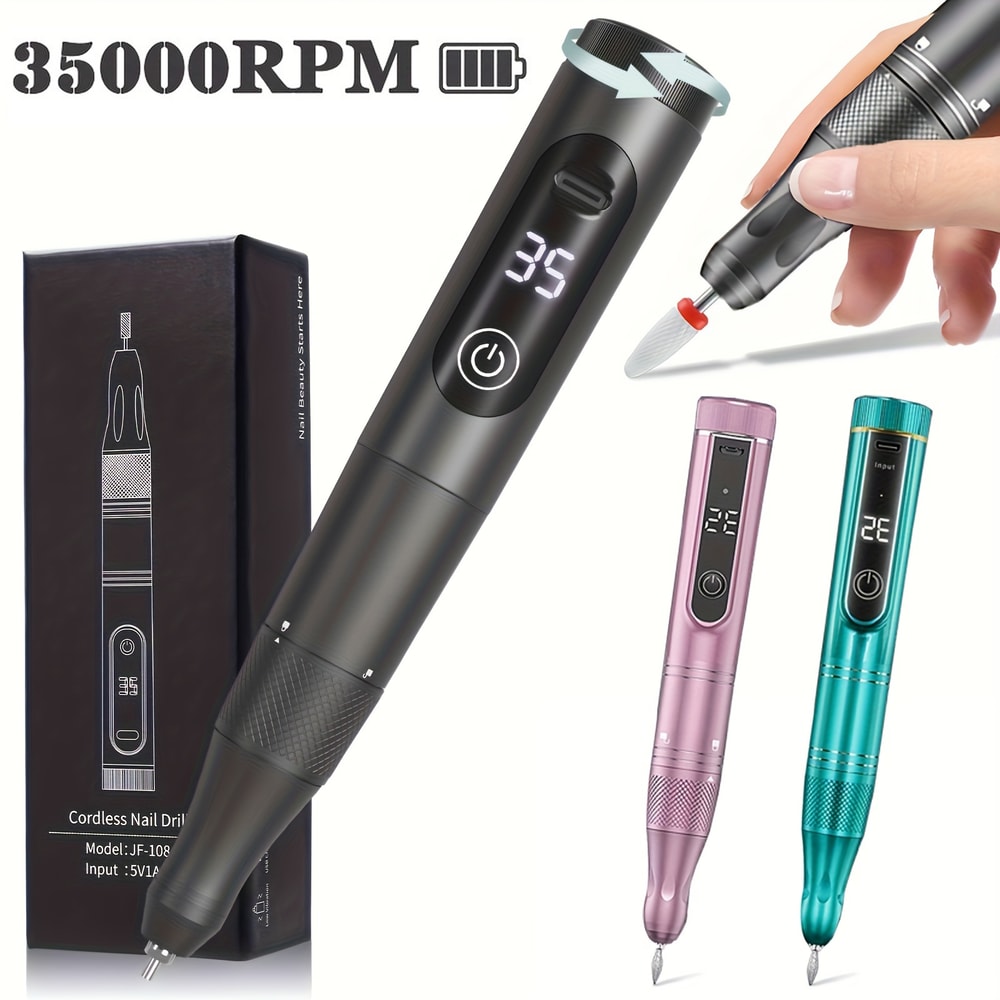 Electric Nail Drill Machine Rechargeable Cordless Nail File For Acrylic Gel Nails 0