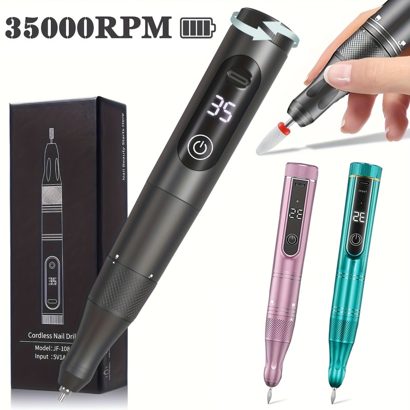 Electric Nail Drill Machine Rechargeable Cordless Nail File For Acrylic Gel Nails 0