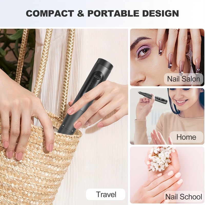 Electric Nail Drill Machine Rechargeable Cordless Nail File For Acrylic Gel Nails 5
