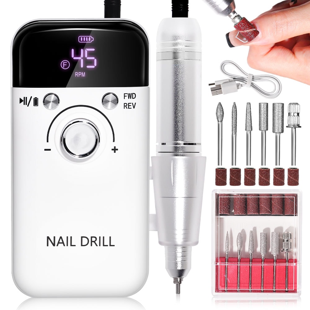 Nail Drill RPM Rechargeable Electric Nail File For Acrylic Gel Polishing Home Salon Use 0