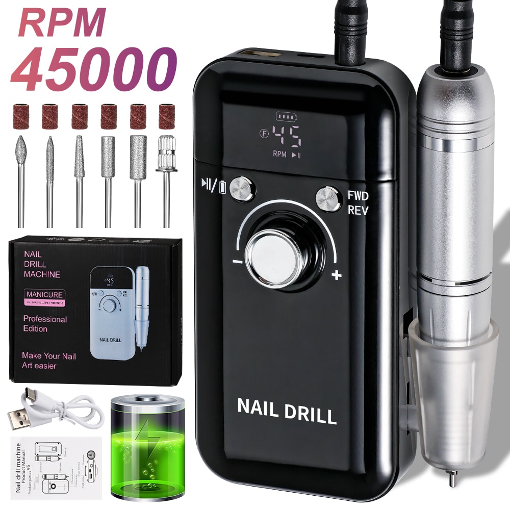 Nail Drill RPM Rechargeable Electric Nail File For Acrylic Gel Polishing Home Salon Use 5