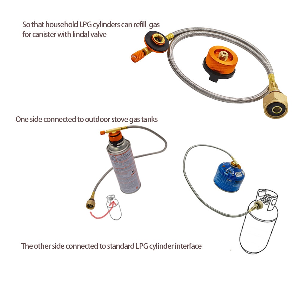 Portable Camping Gas Refill Adapter Propane Tank Converter Valve For Outdoor Stove Fuel Transfer 4