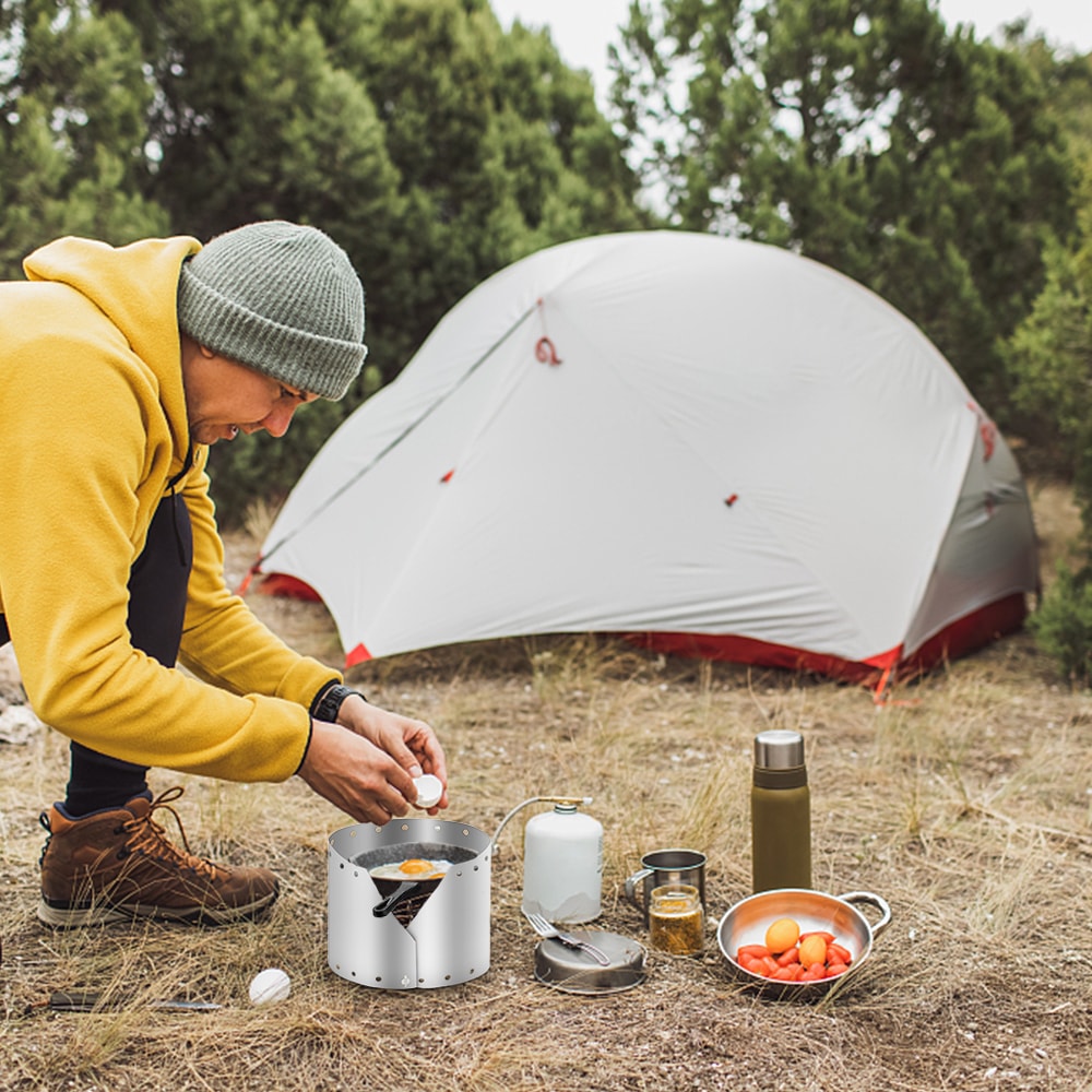 Foldable Camping Stove Wind Shield Titanium Windproof Outdoor Cooking Screen 2