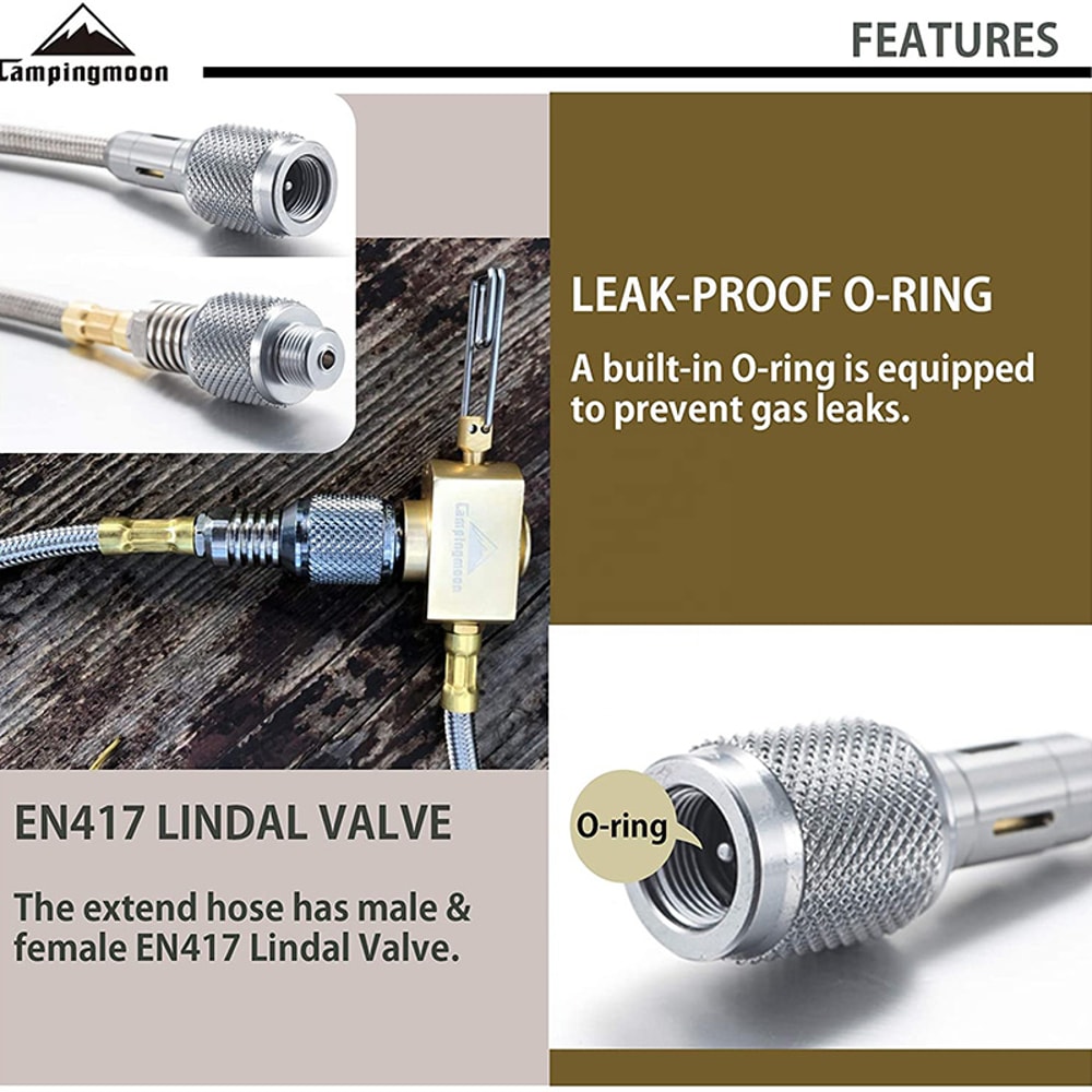 Stainless Steel BBQ Gas Stove Adapter Extension Hose For Hiking Camping 3