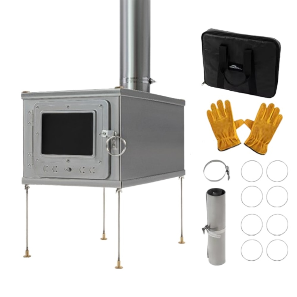 Foldable Titanium Alloy Tent Stove Lightweight Durable For Outdoor Camping CharcoalWood Burning St 0