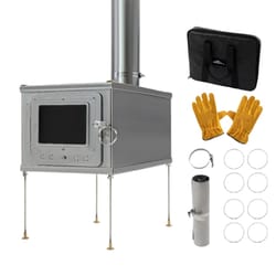 foldable titanium alloy tent stove lightweight & durable for outdoor camping, charcoal wood burning stove