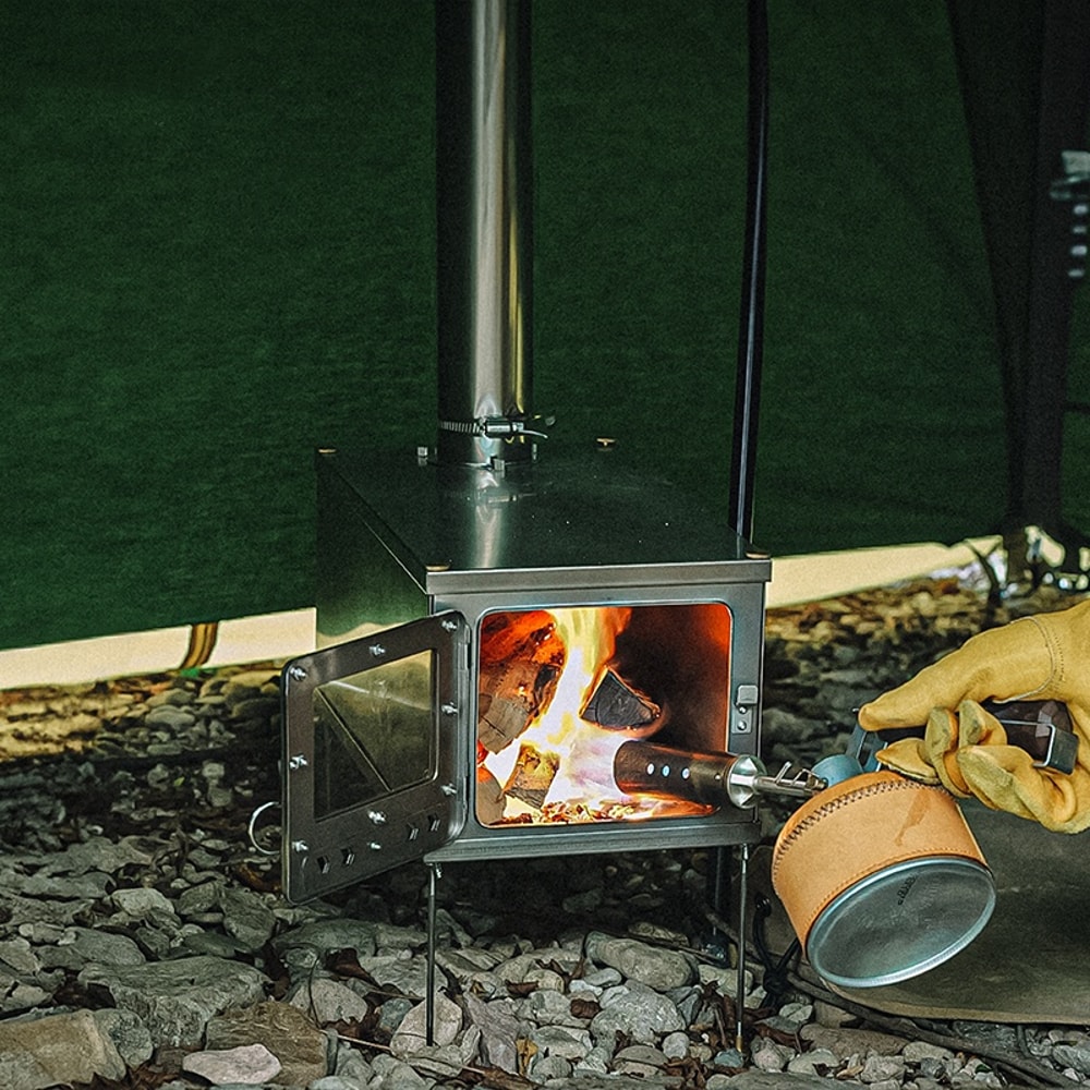 Foldable Titanium Alloy Tent Stove Lightweight Durable For Outdoor Camping CharcoalWood Burning St 3