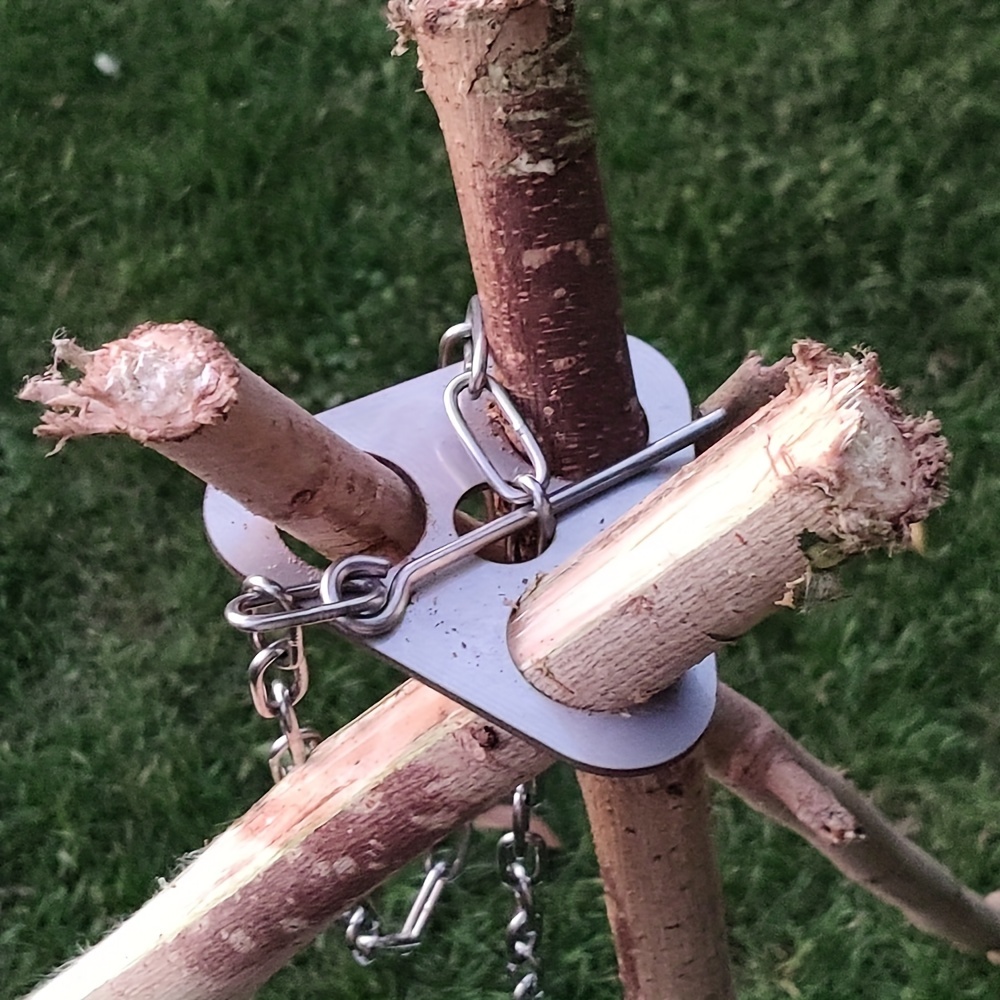 Portable Detachable Outdoor Barbecue Tripod Hanging Rack Stainless Steel Camping Grill Pot Triangle 1