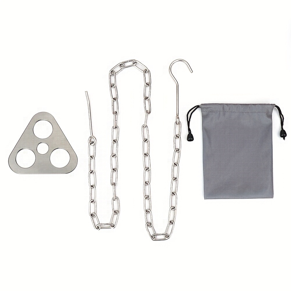 Portable Detachable Outdoor Barbecue Tripod Hanging Rack Stainless Steel Camping Grill Pot Triangle 6