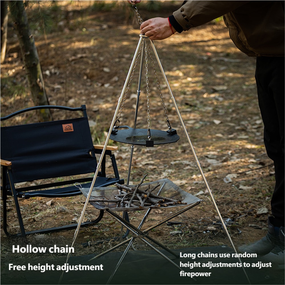 Portable BBQ Triangular Bracket Grill Pot Rack Adjustable Detachable Perfect For Outdoor Camping 3
