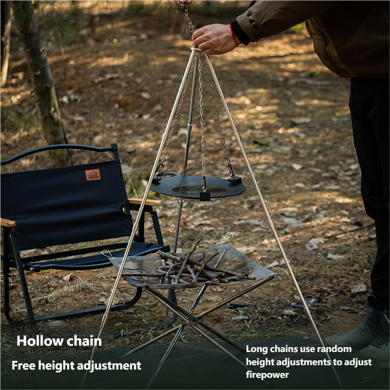 Portable BBQ Triangular Bracket Grill Pot Rack Adjustable Detachable Perfect For Outdoor Camping 3