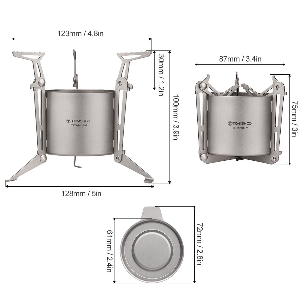 Ultralight Titanium Alcohol Stove With Fire Cover Foldable Pot Stand 3