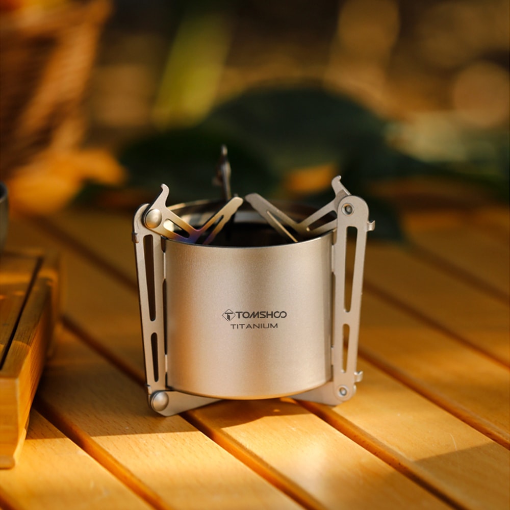 Ultralight Titanium Alcohol Stove With Fire Cover Foldable Pot Stand 2