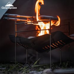 portable stainless steel camping fire pit & foldable bbq grill stove